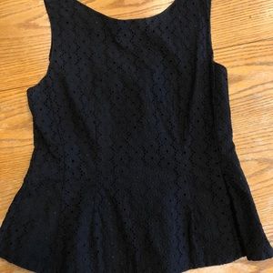 Kate Spade Black Crochet Peplum Blouse